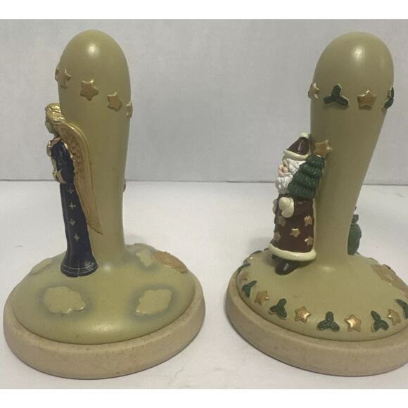 Vintage Christmas Angel & Santa Cookie Stamps Ceramic Baking Molds Set - Picture 5 of 11